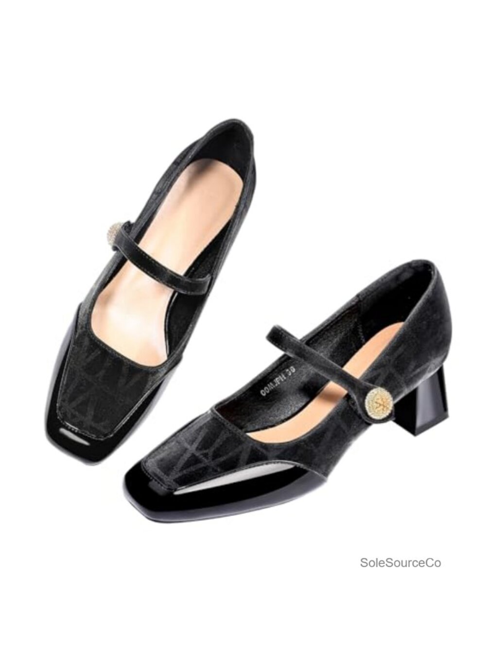 Women's Square Toe Mary Jane Chunky Block Heels Dress Pumps